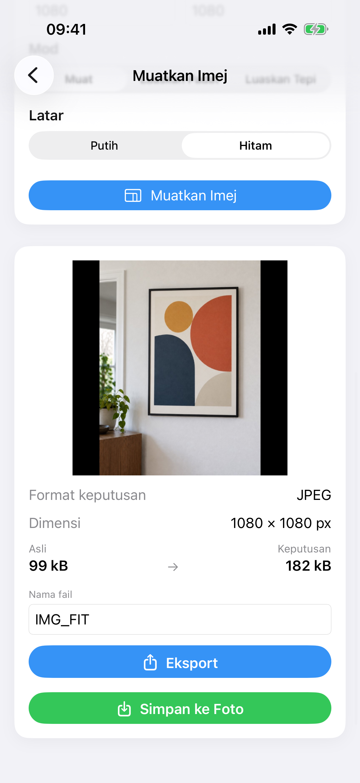 Hasil ImageSetta Muatkan Imej: foto lukisan penuh pada kanvas putih segi empat sama.